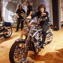 Lesley on a motorbike